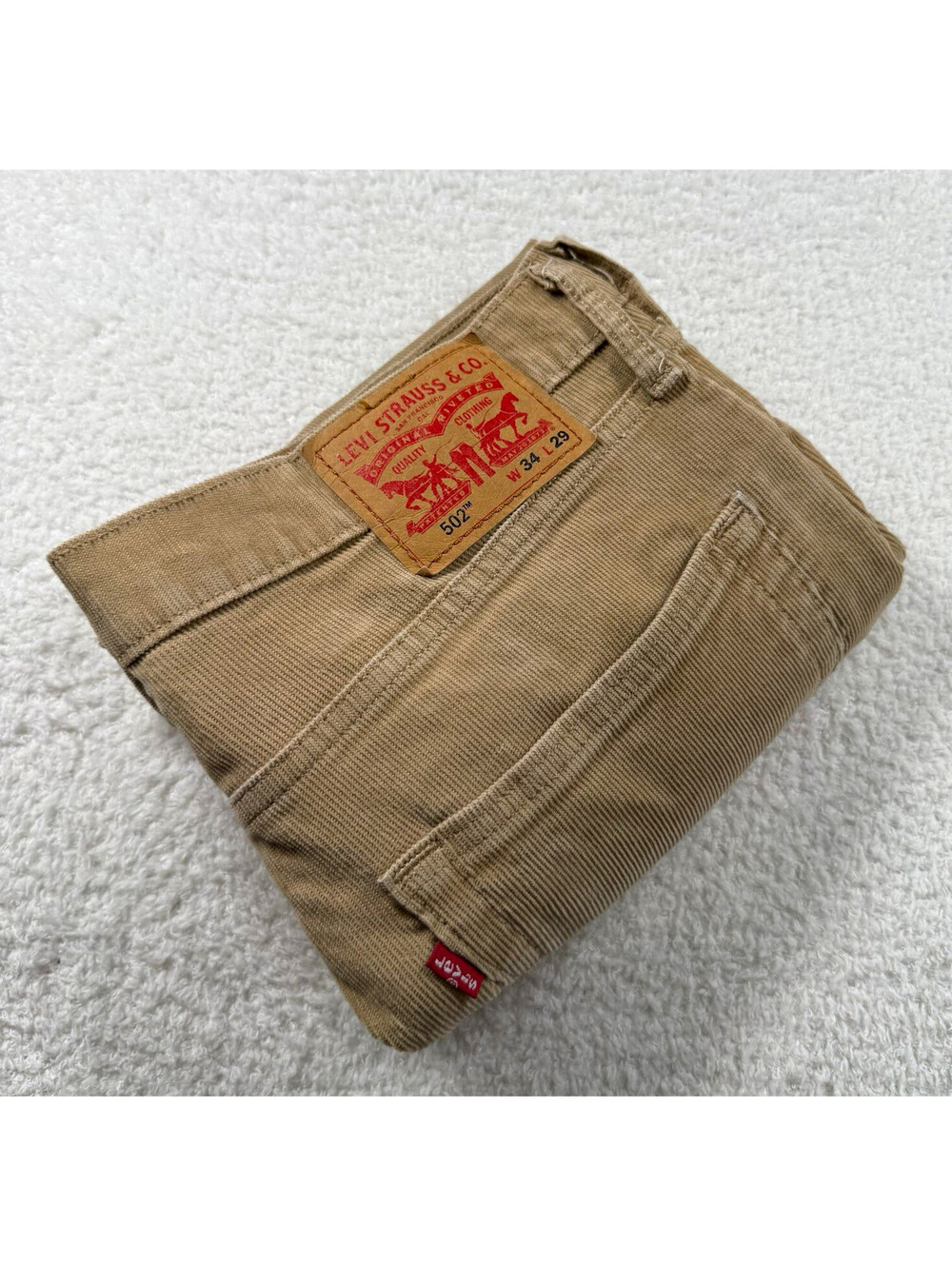 Levi’s 502 Men’s Corduroy Pants 34x29 Tan Brown Regular Taper 5-Pocket